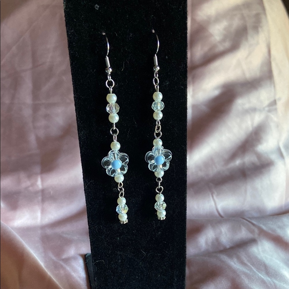 Elegant Blue Beaded Earrings